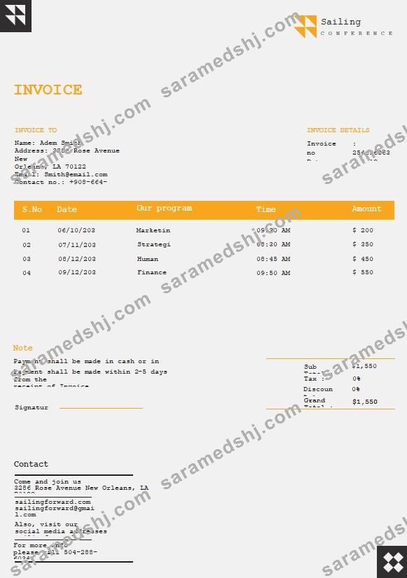 Free Conference Invoice Template